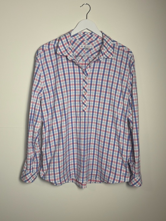 Southern Tide Tops - Southern Tide Gameday Intercoastal Hadley Popover Shirt Blue and Pink